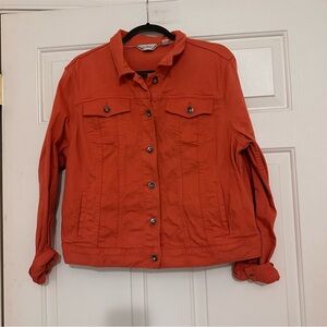 LL Bean Women's Coral Denim Jean Jacket Size Large Petite LP
